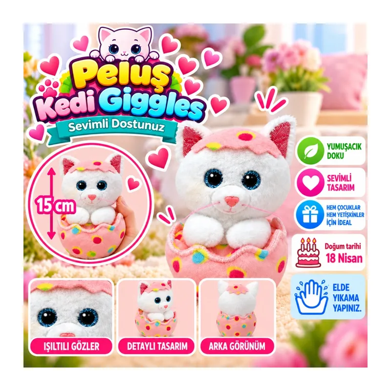 Peluş Kedi Giggles 15 cm