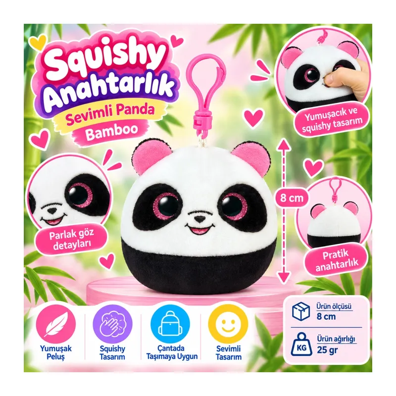 Peluş Panda Anahtarlık Bamboo