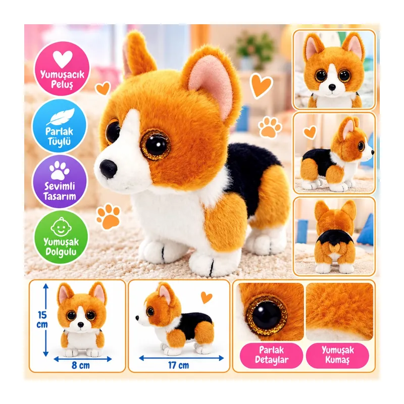 Peluş Corgi Köpek Colin 15 cm