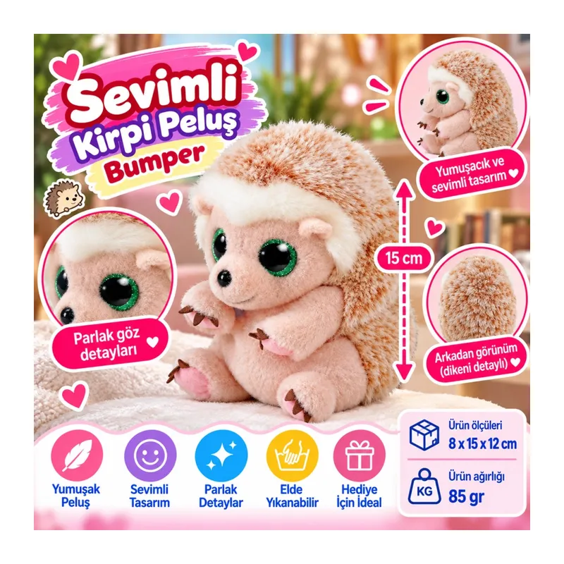 Peluş Kirpi Bumper 15 cm