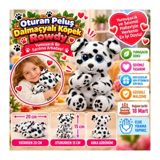 Oturan Peluş Dalmaçyalı Köpek Rowdy 20 cm