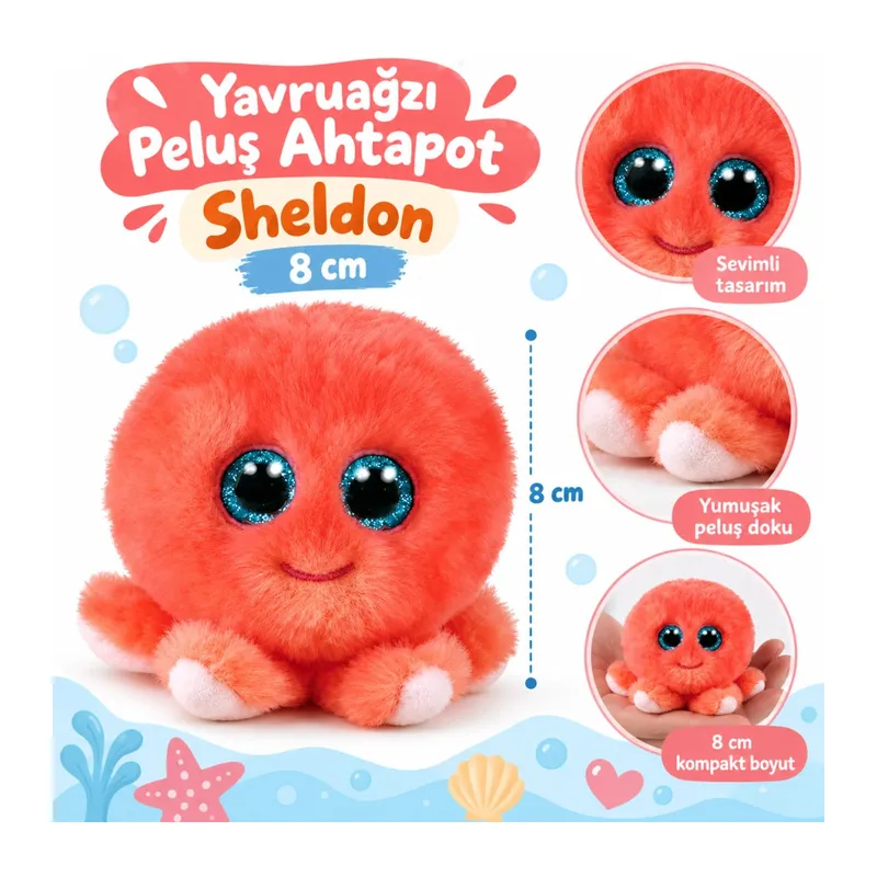 Yavruağzı Peluş Ahtapot Sheldon 8 cm