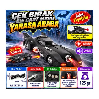 Çek Bırak Die Cast Metal Yarasa Araba (adet fiyatıdır)
