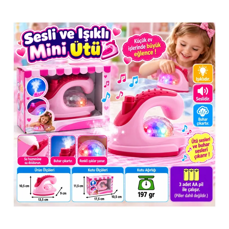 Sesli ve Işıklı Mini Ütü ***OYUNCAKTIR***