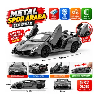 Çek Bırak Gri Metal Spor Araba Sl6607B