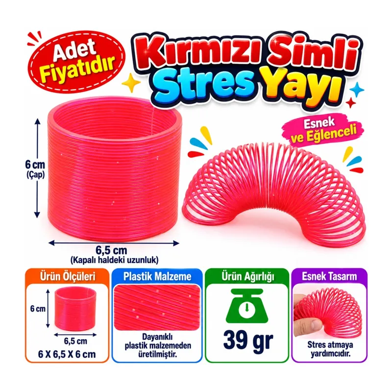 Kırmızı Simli Stres Yayı (adet fiyatıdır)