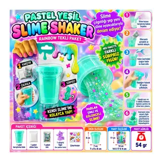 Pastel Yeşil Slime Shaker Rainbow Tekli Paket