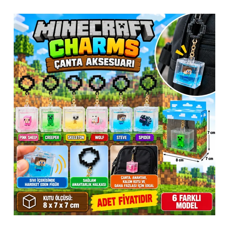 Minecraft Charms Çanta Aksesuarı