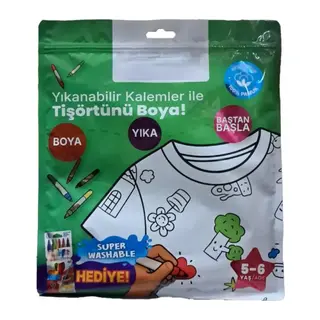 Kalem Hediyeli Boyanabilir Tişört 5-6 Yaş