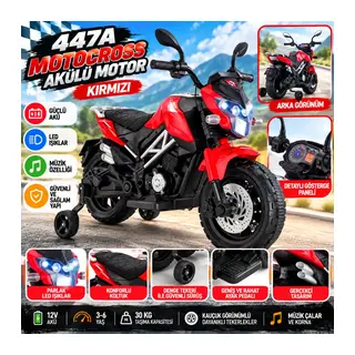 447A Motocross Akülü Motor Kırmızı