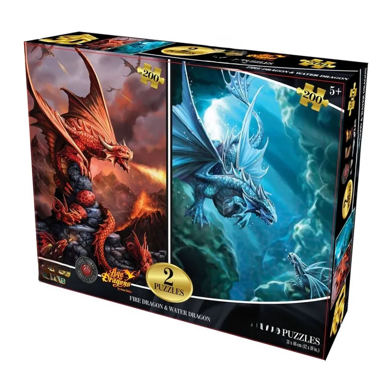 Ateş Ejderhası ve Su Ejderhası İkili Puzzle 200 Parça