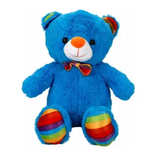 Oturan Kurdeleli Renkli Peluş Ayı 30 cm