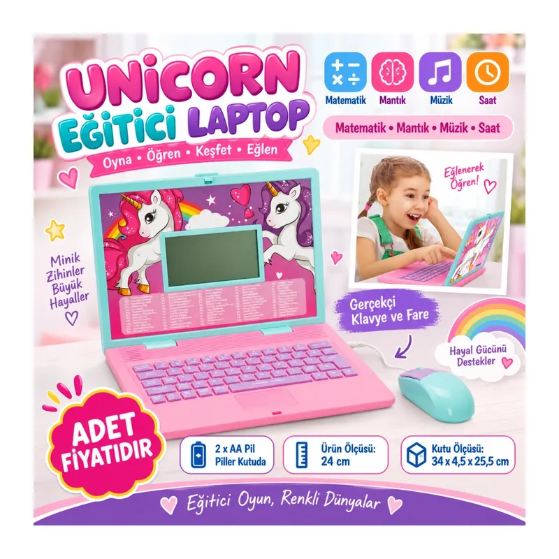 Sesli Unicorn İngilizce Türkçe Laptop
