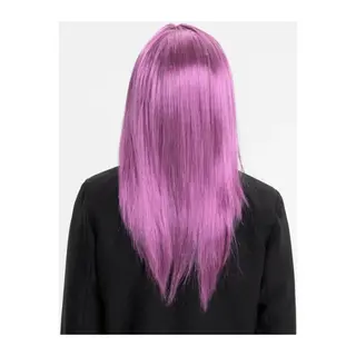 Rose Pembe Renk Düz Kesim Uzun Parti Peruğu Takma Saç