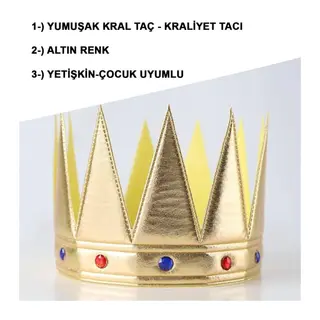 Altın Renk Eva Yumuşak Kral Kraliyet Tacı Yetişkin Çocuk Uyumlu 55cm
