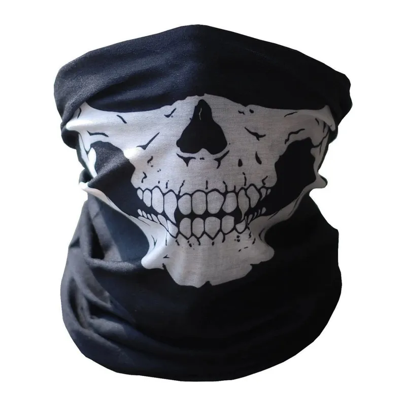 Siyah Renk Dikişsiz Çok Fonksiyonlu Çene Kafatası Yüz Maskesi Baf Buff Bandana Boyunluk Bileklik