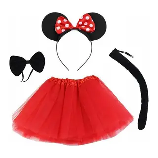 Minnie Mouse Kostüm Seti Etek Taç Kuyruk Papyon Gösteri Seti