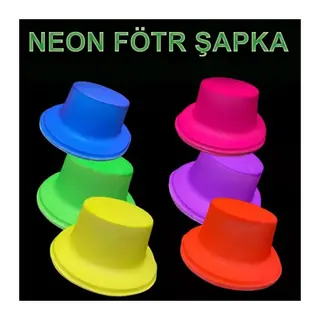 Neon Partisi Pembe Renk Plastik Fötr Şapka
