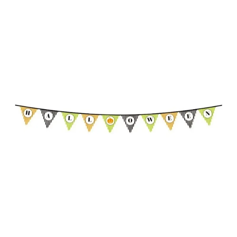 Cadılar Bayramı Kabak Temalı Halloween Yazılı Banner Süs Flama 3 Metre