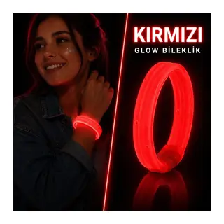 Kırmızı Kalın Glow Bileklik – Kırılarak Yanan Parti ve Festival Bilekliği