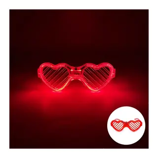 Kırmızı LED Işıklı Kalp Gözlük – 3 Modlu Parti & Glow Gözlüğü