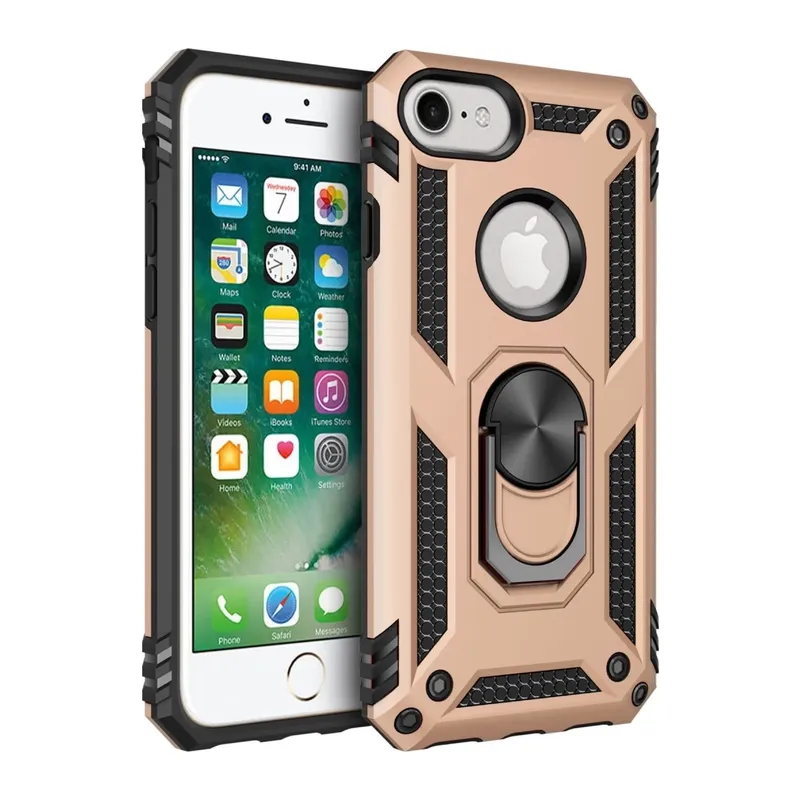 iPhone 7 Kılıf Sofya Yüzüklü Silikon Kapak - Gold