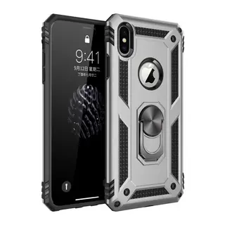iPhone X Kılıf Sofya Yüzüklü Silikon Kapak - Gümüş