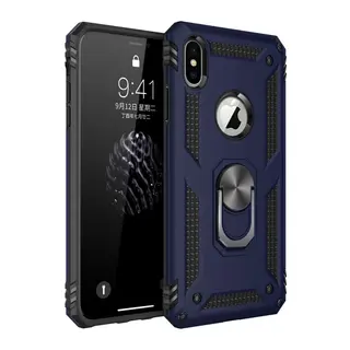 iPhone XS Max Kılıf Sofya Yüzüklü Silikon Kapak - Lacivert