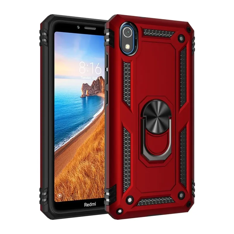 Redmi 7A Kılıf Sofya Yüzüklü Silikon Kapak - Kırmızı