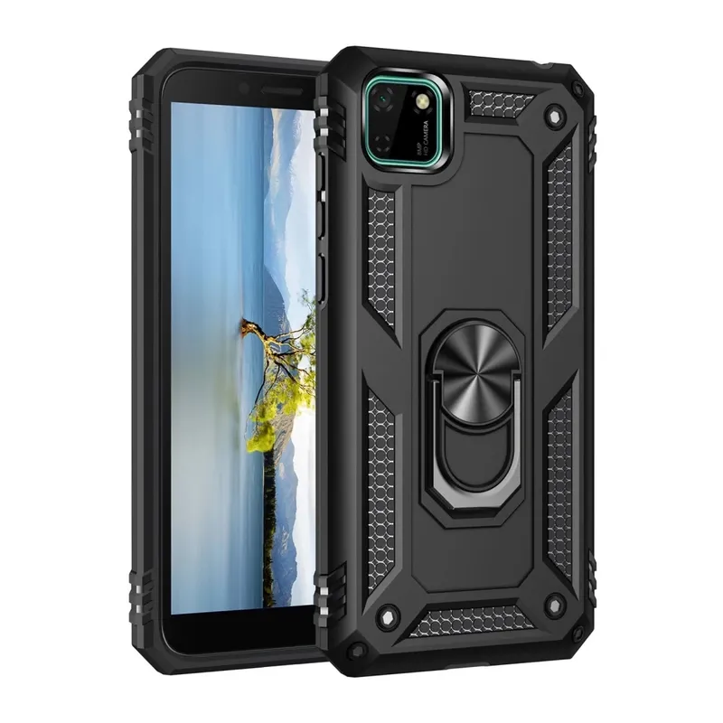 Huawei Y5P Kılıf Sofya Yüzüklü Silikon Kapak - Siyah