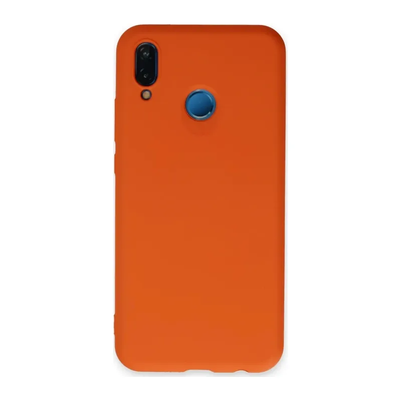 Huawei P20 Lite Kılıf Nano içi Kadife Silikon - Turuncu