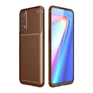 Realme 7 Kılıf Auto Focus Karbon Kapak - Kahverengi