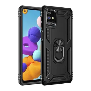 Samsung Galaxy M51 Kılıf Sofya Yüzüklü Silikon Kapak - Siyah