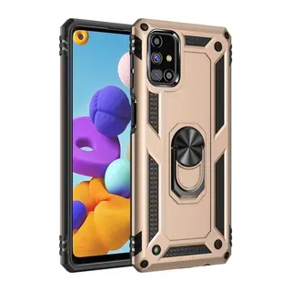 Samsung Galaxy M51 Kılıf Sofya Yüzüklü Silikon Kapak - Gold