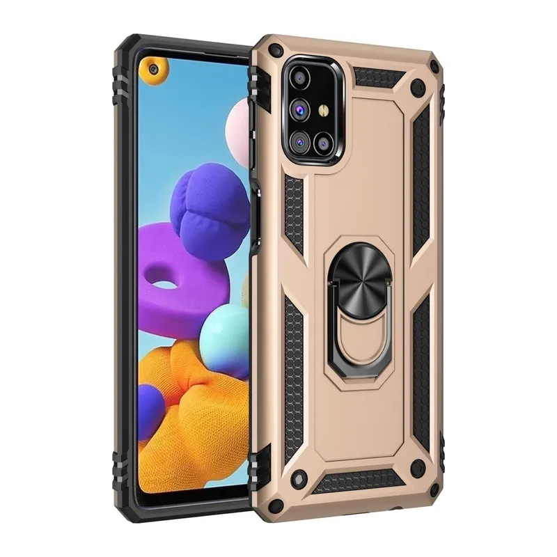 Samsung Galaxy M51 Kılıf Sofya Yüzüklü Silikon Kapak - Gold