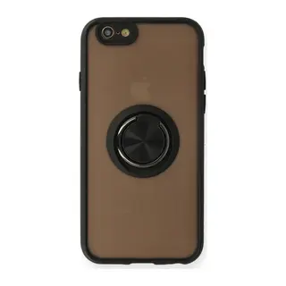 iPhone 6 Kılıf Montreal Yüzüklü Silikon Kapak - Siyah