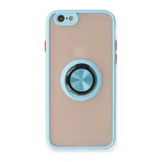 iPhone 6 Kılıf Montreal Yüzüklü Silikon Kapak - Buz Mavi