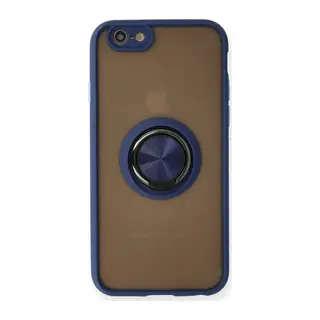 iPhone 6 Kılıf Montreal Yüzüklü Silikon Kapak - Lacivert