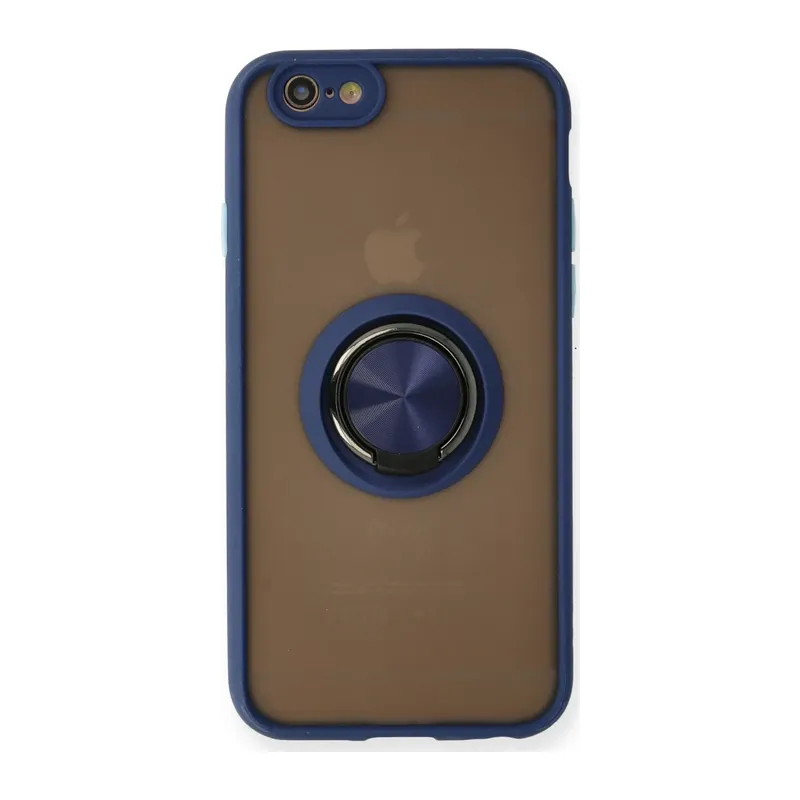 iPhone 6 Kılıf Montreal Yüzüklü Silikon Kapak - Lacivert