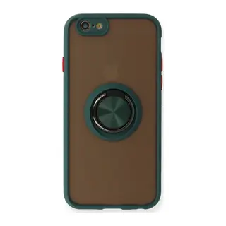 iPhone 6 Kılıf Montreal Yüzüklü Silikon Kapak - Yeşil