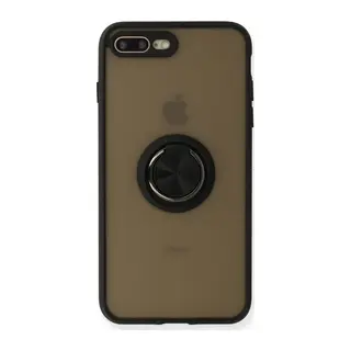 iPhone 7 Plus Kılıf Montreal Yüzüklü Silikon Kapak - Siyah