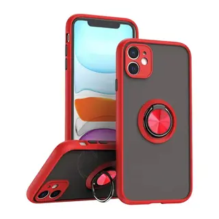 iPhone 11 Kılıf Montreal Yüzüklü Silikon Kapak - Kırmızı