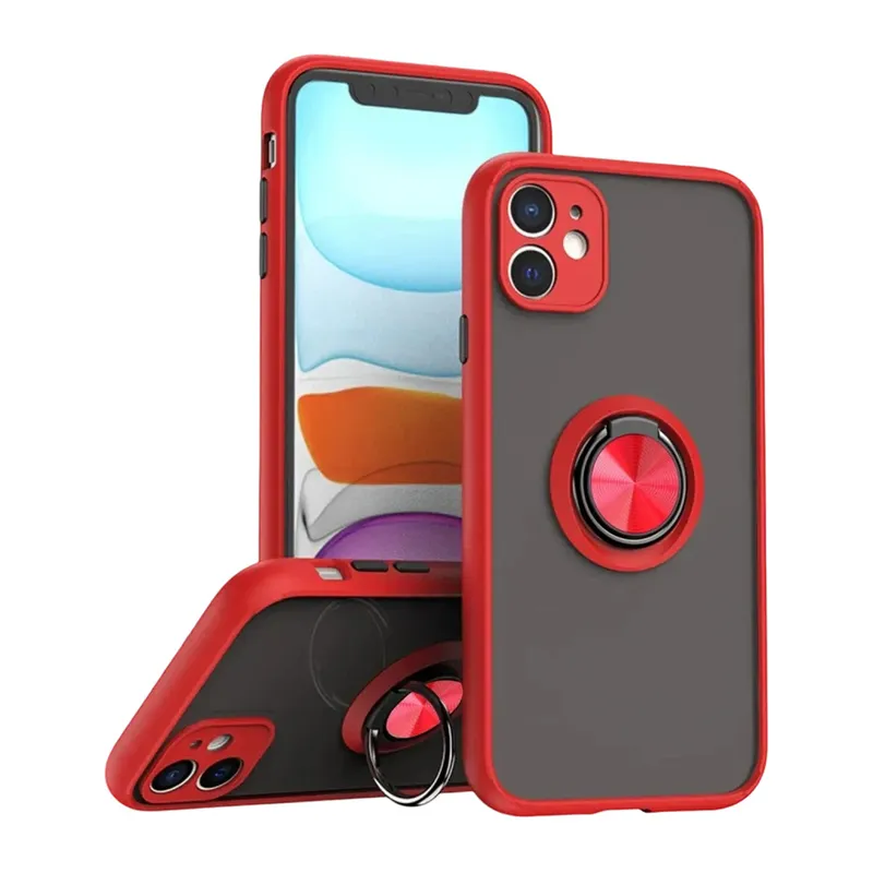 iPhone 11 Kılıf Montreal Yüzüklü Silikon Kapak - Kırmızı