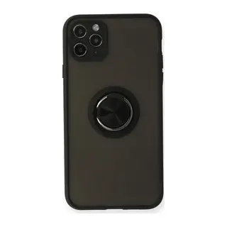 iPhone 11 Pro Kılıf Montreal Yüzüklü Silikon Kapak - Siyah