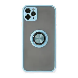 iPhone 11 Pro Max Kılıf Montreal Yüzüklü Silikon Kapak - Buz Mavi