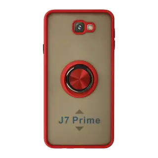 Samsung Galaxy J7 Prime Kılıf Montreal Yüzüklü Silikon Kapak - Kırmızı