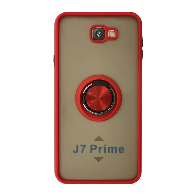 Samsung Galaxy J7 Prime Kılıf Montreal Yüzüklü Silikon Kapak - Kırmızı