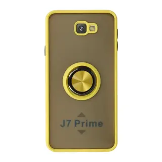 Samsung Galaxy J7 Prime Kılıf Montreal Yüzüklü Silikon Kapak - Sarı