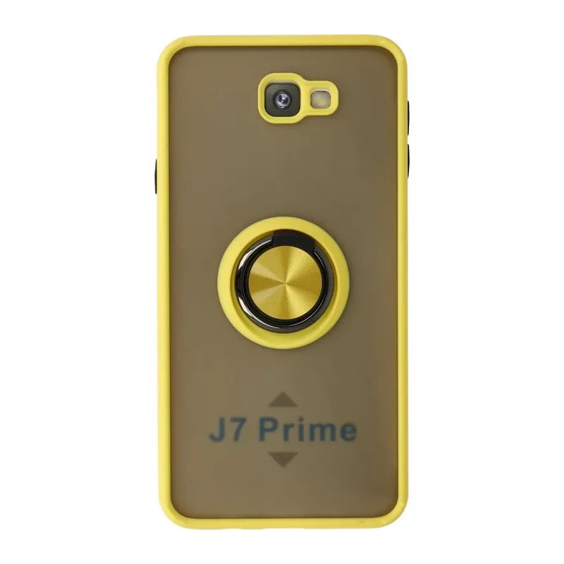 Samsung Galaxy J7 Prime Kılıf Montreal Yüzüklü Silikon Kapak - Sarı