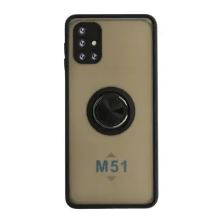 Samsung Galaxy M51 Kılıf Montreal Yüzüklü Silikon Kapak - Siyah